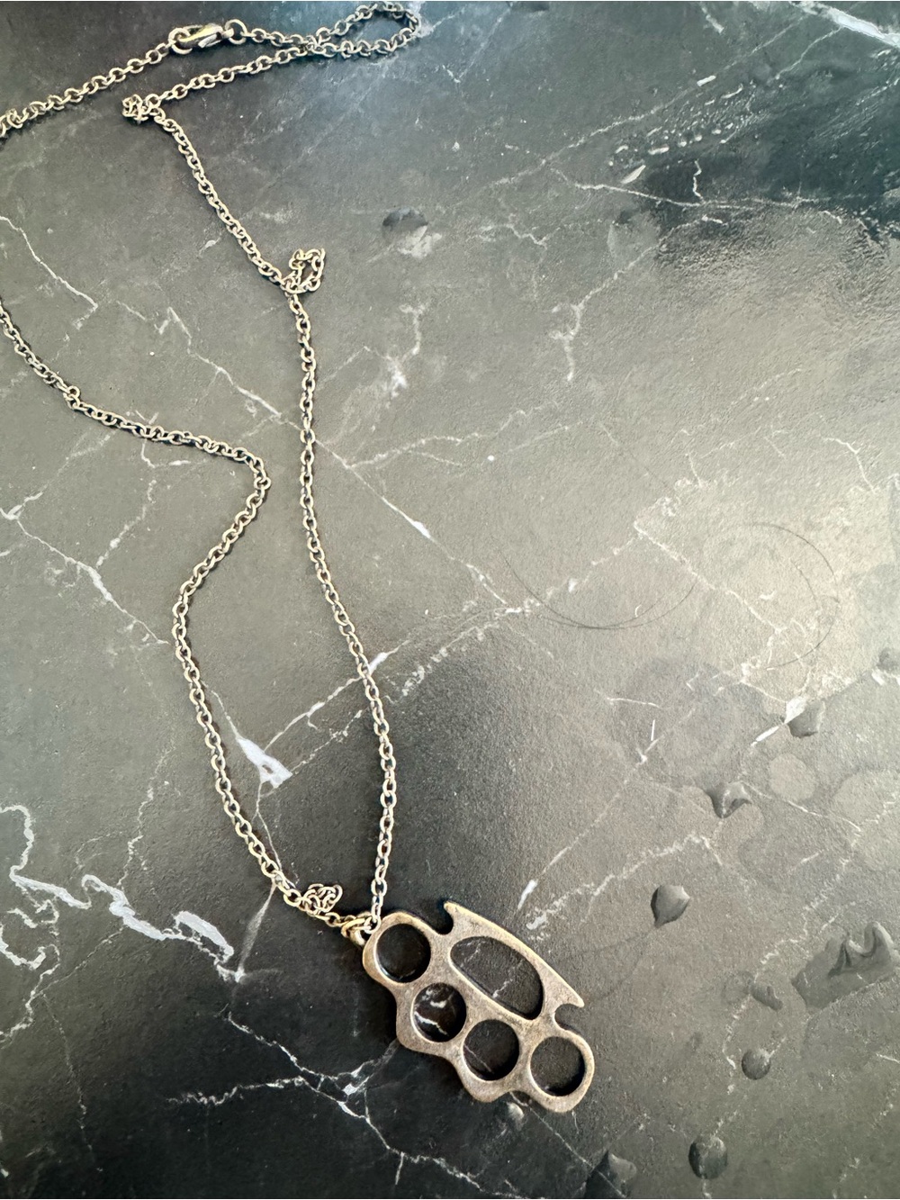 Vintage Style Silver-Tone Knuckle Pendant Necklace - Unbranded
